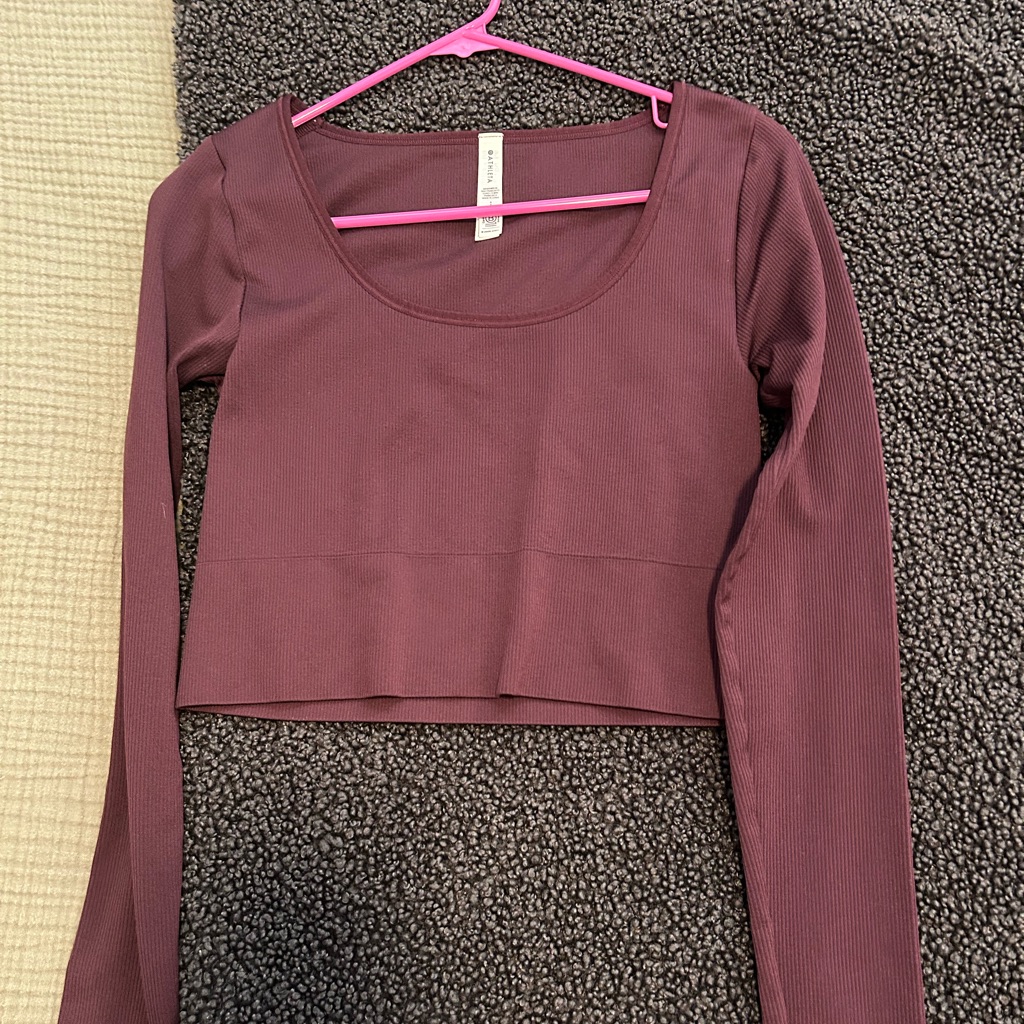 Athleta Long Sleeve Crop Top In Deep Purple